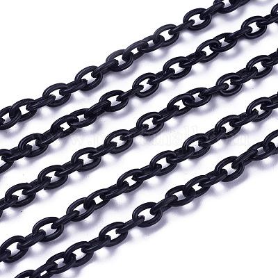 ABSプラスチックアズキチェーン  オーバル  ブラック  14.96インチ〜15.35インチ（38~39cm）  5.5~6mm&nbsp;KY-E007-03F-1