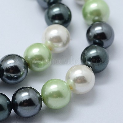 シェルパールビーズ連売り  ラウンド  ミックスカラー  8mm  穴：1mm  約50個/連  15.7インチ&nbsp;BSHE-K053-04-8mm-02-1