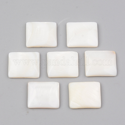 天然淡水シェルカボション  長方形  ホワイト  13x15x3mm&nbsp;LS-SHEL-R049-019-1