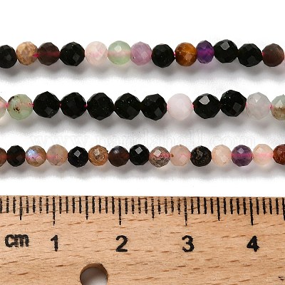 天然＆合成混合宝石ビーズ連売り  多面カットラウンド  3mm  穴：0.7mm  約123~132個/連  14.57''~14.96''（37~38センチメートル）&nbsp;G-RM2025-A16-3mm-1