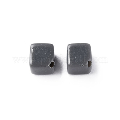 不透明なアクリルビーズ  キューブ  グレー  13x14.5x14.5mm  穴：2mm&nbsp;X-MACR-S373-135-A03-1