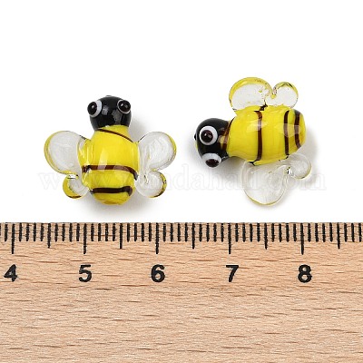 手作りランプワークビーズ  ミツバチ  きいろ  15.5~16.5x18.5~19x8mm  穴：1.4mm&nbsp;LAMP-I025-13C-1