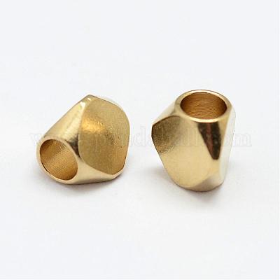 真鍮ビーズ  ニッケルフリー  生（メッキなし）  6.5x6.5x6mm  穴：3mm&nbsp;KK-P095-06-1