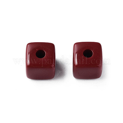 不透明なアクリルビーズ  キューブ  暗赤色  12.5x12.5x12.5mm  穴：3.5mm  約263個/500g&nbsp;MACR-S373-141-A01-1