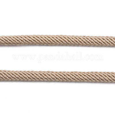 編み込みポリエステルコード  淡い茶色  4mm  約21.87ヤード（20m）/ロール&nbsp;OCOR-S109-4mm-08-1