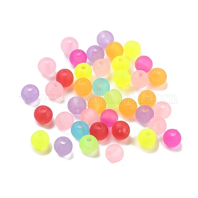 プラスチックビーズ  艶消し  ラウンド  ミックスカラー  6mm  穴：1mm  約4165個/500g&nbsp;KY-L082-03A-1