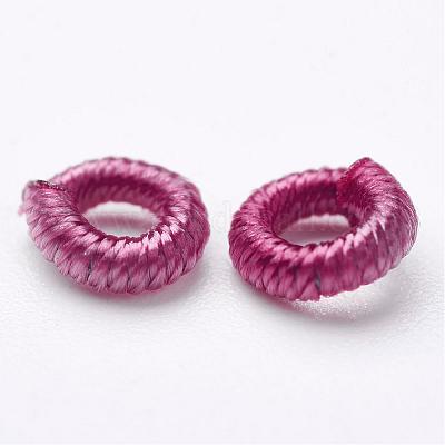 ポリエステルファブリックビーズ  リング  オールドローズ  6x2mm  穴：3mm  約200個/袋&nbsp;WOVE-N003-41-1