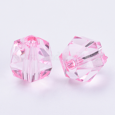 透明なアクリルビーズ  多面カット  ラウンド  ピンク  10x10mm  穴：1.8mm  約940個/500g&nbsp;TACR-Q256-10mm-V03-1