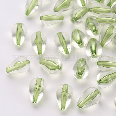 透明なアクリルビーズ  ティアドロップ  黄緑  14.5x9.5mm  穴：1.6mm  約600個/500g&nbsp;TACR-S154-26A-83-1