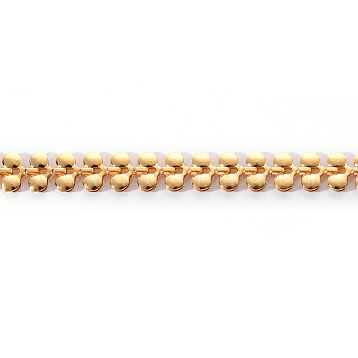 真鍮リンクチェーン  葉形  溶接されていない  ニッケルフリー  18KGP本金メッキ  7.5x8x2mm&nbsp;CHC-T014-002G-NF-1