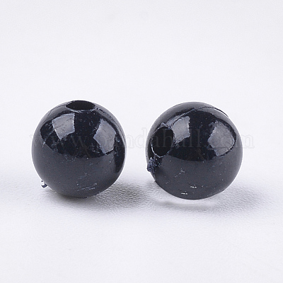 不透明なプラスチックビーズ  ラウンド  ブラック  6x5.5mm  穴：1.8mm  約4790個/500g&nbsp;KY-T005-6mm-616-1