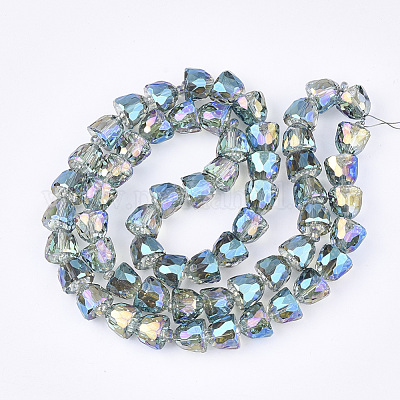 電気メッキガラスビーズ  多面カット  鐘  淡いターコイズ  10.5~11x9mm  穴：1mm&nbsp;EGLA-T016-01-B02-1