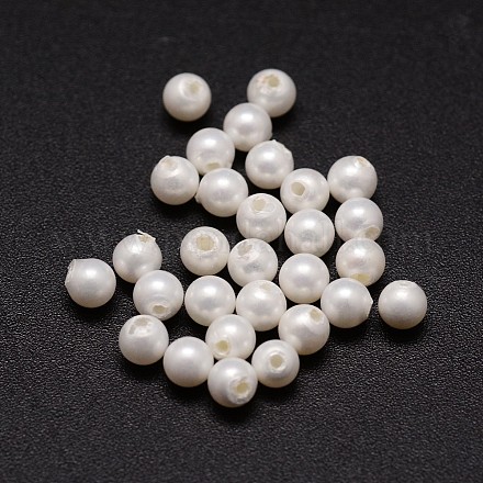シェルパールビーズ  ラウンド  グレードA  片穴  ホワイト  4mm  穴：0.8mm&nbsp;X-BSHE-L031-01-4mm-1