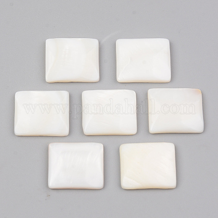 天然淡水シェルカボション  長方形  ホワイト  13x15x3mm&nbsp;LS-SHEL-R049-019-1