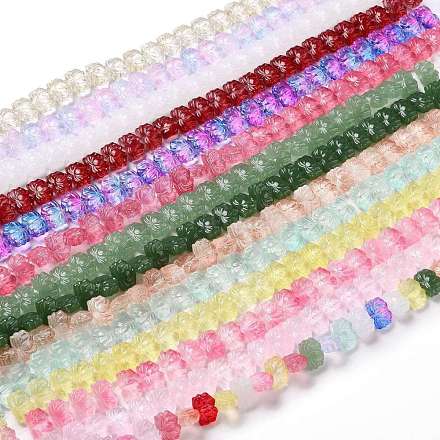 透明ガラスビーズ連売り  蓮  ミックスカラー  10x14x7mm  穴：0.8mm  約38個/連  14.17インチ（36cm）&nbsp;GLAA-F114-01-1