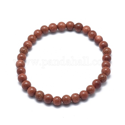 Synthetic Goldstone Bead Stretch Bracelets BJEW-K212-C-002-1