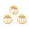 Brass Bead Frames, Fancy Cut, Flat Round, Real 18K Gold Plated, 6x2.5mm, Hole: 0.9mm, Inner Diameter: 4mm