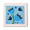 Flower Pattern Punch Embroidery Beginner Kits, including Embroidery Cloth & Thread, Punch Needle Pen, Photo Frame, Instruction Sheet, Blue, 250x250mm