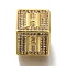 Brass Cubic Zirconia Beads, Cadmium Free & Nickel Free & Lead Free, Letter H, Square, Letter H, 9.5x9.5x9.5mm, Hole: 6mm