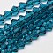 Transparent Glass Beads Strands, Faceted, Bicone, Steel Blue, 6x6mm, Hole: 1mm, about 45~47pcs/strand, 9.65~9.84 inch(24.5~25cm)