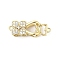 Brass Micro Pave Clear Cubic Zirconia Interlocking Clasps, Cadmium Free & Nickel Free & Lead Free, Flower, Real 18K Gold Plated, 25mm