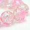 Baking Paint Crackle Glass Beads Strands, Round, Pink, 6mm, Hole: 1.3~1.6mm, about 133pcs/strand, 31.4 inch