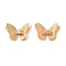 Brass Cabochons, with Rhinestone, Butterfly, Light Gold, 14x22x5.5mm