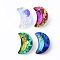 Electroplated Glass Pendants, Silver Plated Bottom, Faceted, Moon, Mixed Color, 20x13x6mm, Hole: 1.5mm, about 20pcs/board, 4 boards/box, 80pcs/box