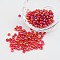 Transparent Rainbow Colours Round Glass Seed Beads, Red, 6/0, 4mm, Hole:1.5mm, about 495pcs/50g