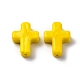 手作りランプワークビーズ  クロス  きいろ  26x19.5x7.5mm  穴：1.6mm&nbsp;LAMP-Q004-01A-02-1