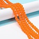 透明ガラスビーズ連売り  多面カット  艶消し  ロンデル  ダークオレンジ  4mm  穴：0.8~1mm  約105~110個/連  38~39cm&nbsp;EGLA-A034-T4mm-MD25-3