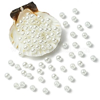 ABSプラスチックパール調ラウンドビーズ  ホワイト  6mm  穴：1mm&nbsp;MACR-YW0002-6mm-82