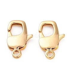 Brass Lobster Claw Clasps, Cadmium Free & Nickel Free & Lead Free, Real 18K Gold Plated, 16x10x3mm, Hole: 1.8mm