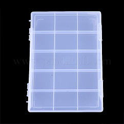 Plastic Bead Storage Containers, 15 Compartments, Rectangle, Clear, 28.5x19.5x2.2cm, Compartment: 53.5x60mm