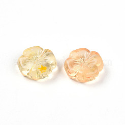 透明なアクリルビーズ  スモモの花  ツートン  桃パフ  20x19.5x7mm  穴：1.6~1.8mm  約230個/500g&nbsp;TACR-T028-40E
