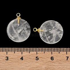 混合天然石ペンダント  金色の真鍮のベイルが付いたフラットラウンドい形のチャーム  19~20.5x16~16.3x3.5~4.8mm  穴：6x3mm&nbsp;G-K385-17G