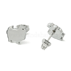 変色しないかわいい動物をテーマにした304ステンレススチールのスタッドピアス  犬  9x9.5mm&nbsp;EJEW-B041-02E-P