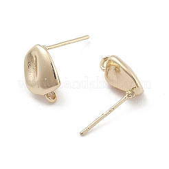 女性用真鍮スタッドピアスパーツ  不規則なコーヒー豆  14KGP本金メッキ  7x11x16.5mm&nbsp;EJEW-M071-01G