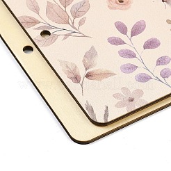 印刷された木製の2リングルーズリーフバインダーポストカードフォトアルバムカバー  葉  240x160x3.5mm  穴：5.5mm  2個/セット&nbsp;DIY-XCP0003-83A