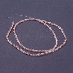 透明ガラスビーズ連売り  多面カット  ロンデル  ピンク  3x2mm  穴：0.5mm  約135~140個/連  32~34cm&nbsp;X-GLAA-R135-2mm-12