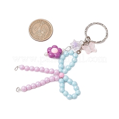 Opaque Acrylic Beads with Brass Crimp Beads and Iron Split Key Rings Keychains&nbsp;KEYC-JKC01188