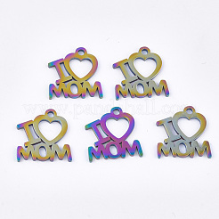 Mother's Day Ion Plating(IP) 201 Stainless Steel Charms&nbsp;STAS-Q201-JN173