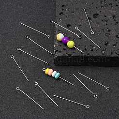 変色しにくい304ステンレススチール製アイピン  ステンレス鋼色  40mm  穴：2mm  ピン：0.7mm&nbsp;STAS-R045-40mm