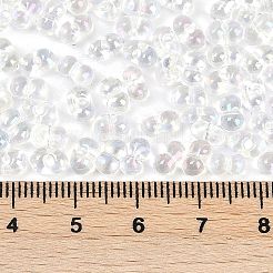 透明色レインボーガラスシードビーズ  丸い穴  ピーナッツ  クリアAB  3.5x6x3.5mm  穴：0.8mm  約100個/10g&nbsp;X1-SEED-K010-02