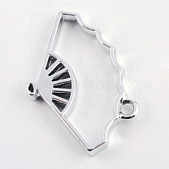 Rack Plating Alloy Fan Open Back Bezel Pendants&nbsp;X-PALLOY-S047-20D-FF