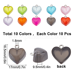 100Pcs 10 Colors Valentine's Day Transparent Resin Pendants&nbsp;FIND-SC0003-28