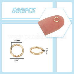 304ステンレススチールオープン丸カン500個  丸い輪  18KGP本金メッキ  20ゲージ  6x0.8mm  内径：4.4mm&nbsp;STAS-UN0064-22
