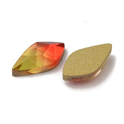 ガラスラインストーンカボション  フラットバック＆バックメッキ  多面カット  炎 火  ファイアーオパール  14x7.2x3.2mm&nbsp;RGLA-G023-21
