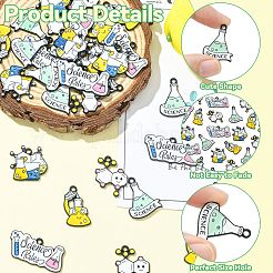 30個 5スタイル 化学 科学テーマ 合金エナメルペンダント  ブラック  混合図形  15~22.5x14~20x1.5mm  穴：1.8mm  6個/スタイル&nbsp;ENAM-CJ0007-53