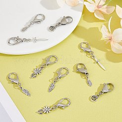 合金靴チャーム  合金製カニカン付き  混合図形  アンティークシルバー＆プラチナ  33~45mm  10個/セット&nbsp;HJEW-GO00053